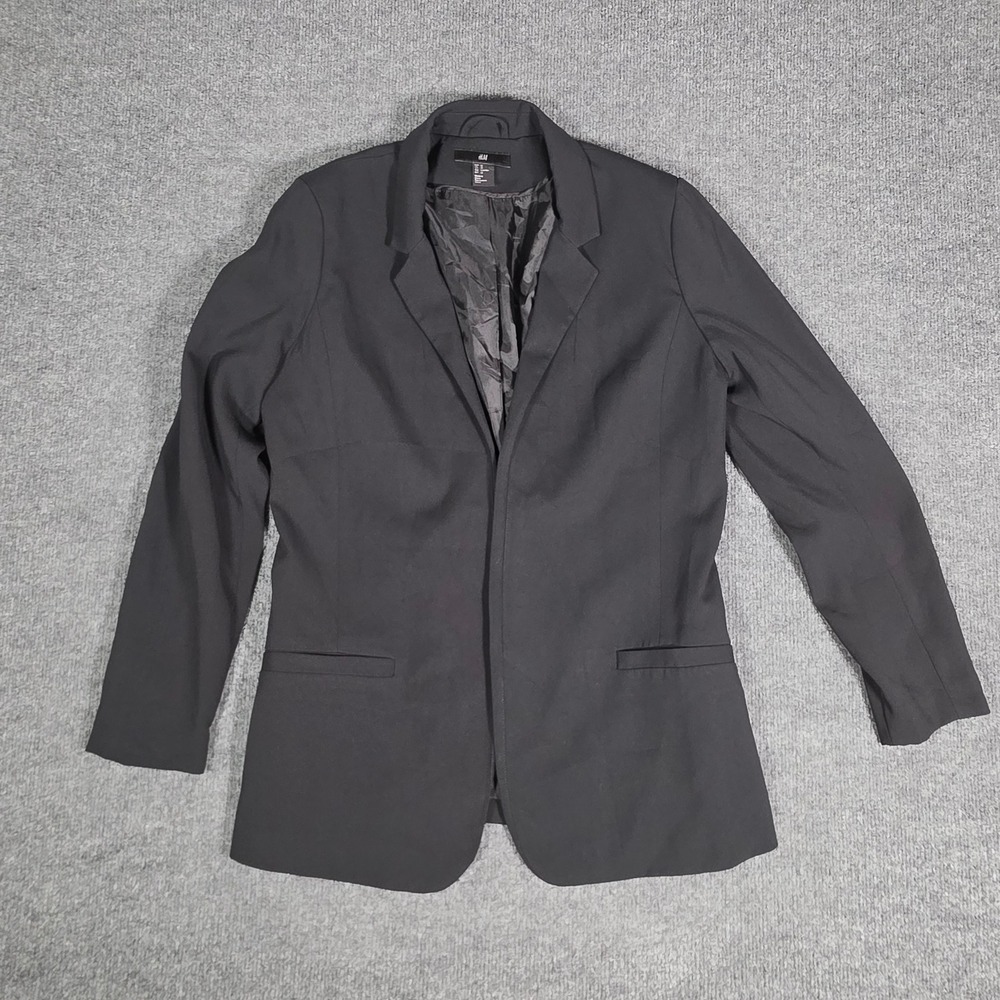 HM Women Black Single Breasted Blazer Jacket Size 10 Notched Lapel Professional